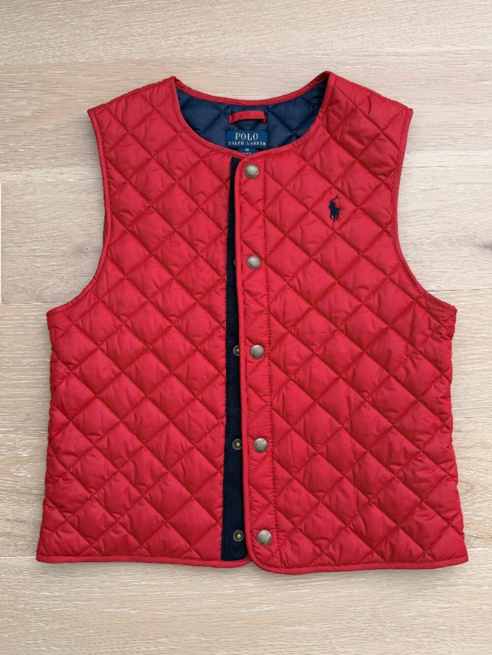 [NWOT] Polo by Ralph Lauren Red Quilted Snap-Front Vest